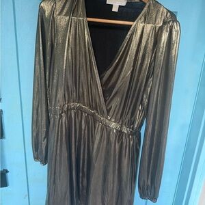 Michael Kors Shimmering Gold Long Sleeve Dress